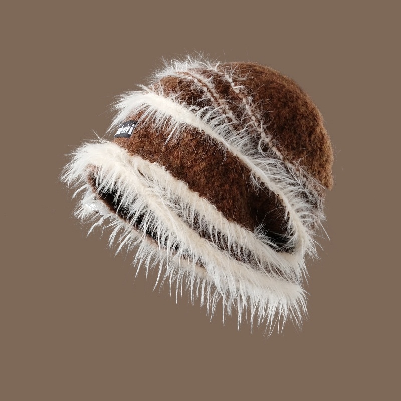 Korean Style Autumn And Winter Plush Knitted Mixed Color Stripe Warm - Image 5