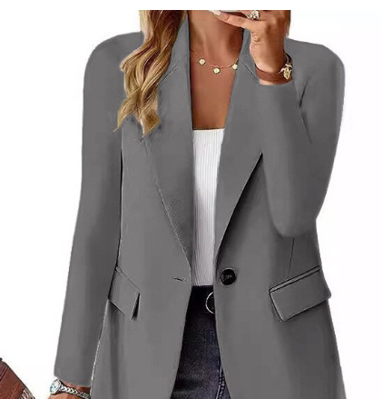 Polyester Autumn Long Sleeve Solid Color Cardigan Small Suit Jacket For Women - Image 9