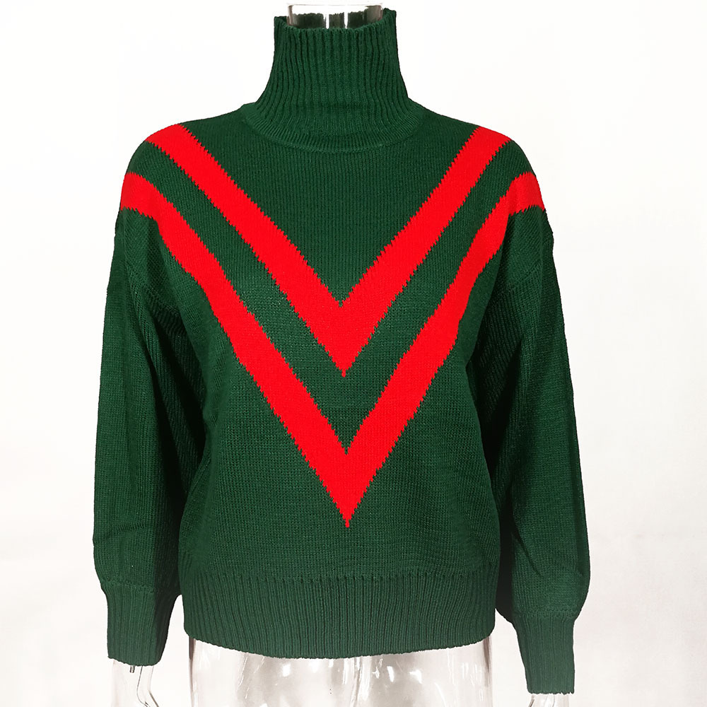 Turtleneck Long Sleeve Loose Retro Women's Sweater - Image 6