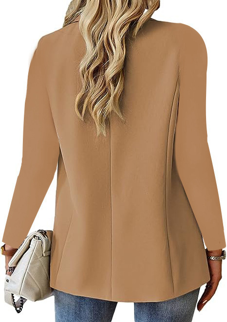 Polyester Autumn Long Sleeve Solid Color Cardigan Small Suit Jacket For Women - Image 6