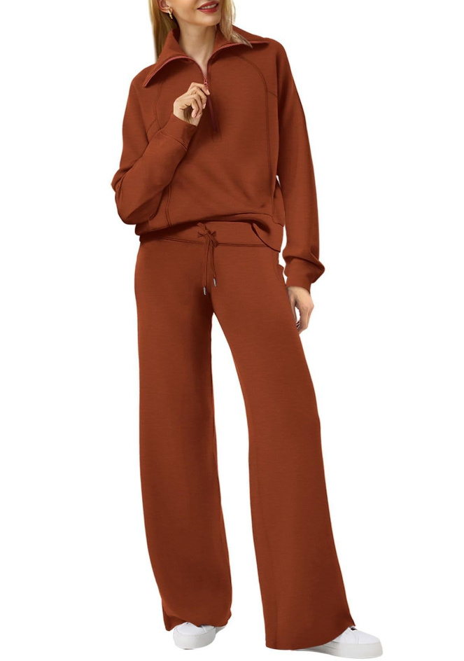 Solid Color Long-sleeved Sweater Trousers Suit Women's Suit - Image 9