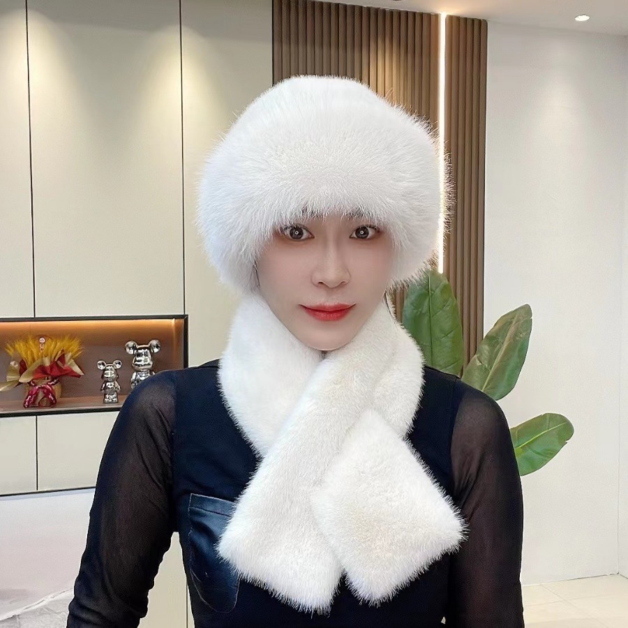 Suit Winter Scarf Mongolian Cap Plush Hat Women's Thickened - Image 8