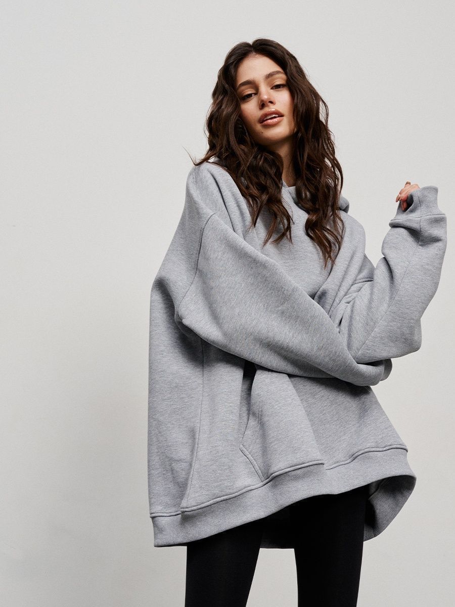 Street Boyfriend Style Polar Fleece Loose Pockets Hooded Sweater - Image 5