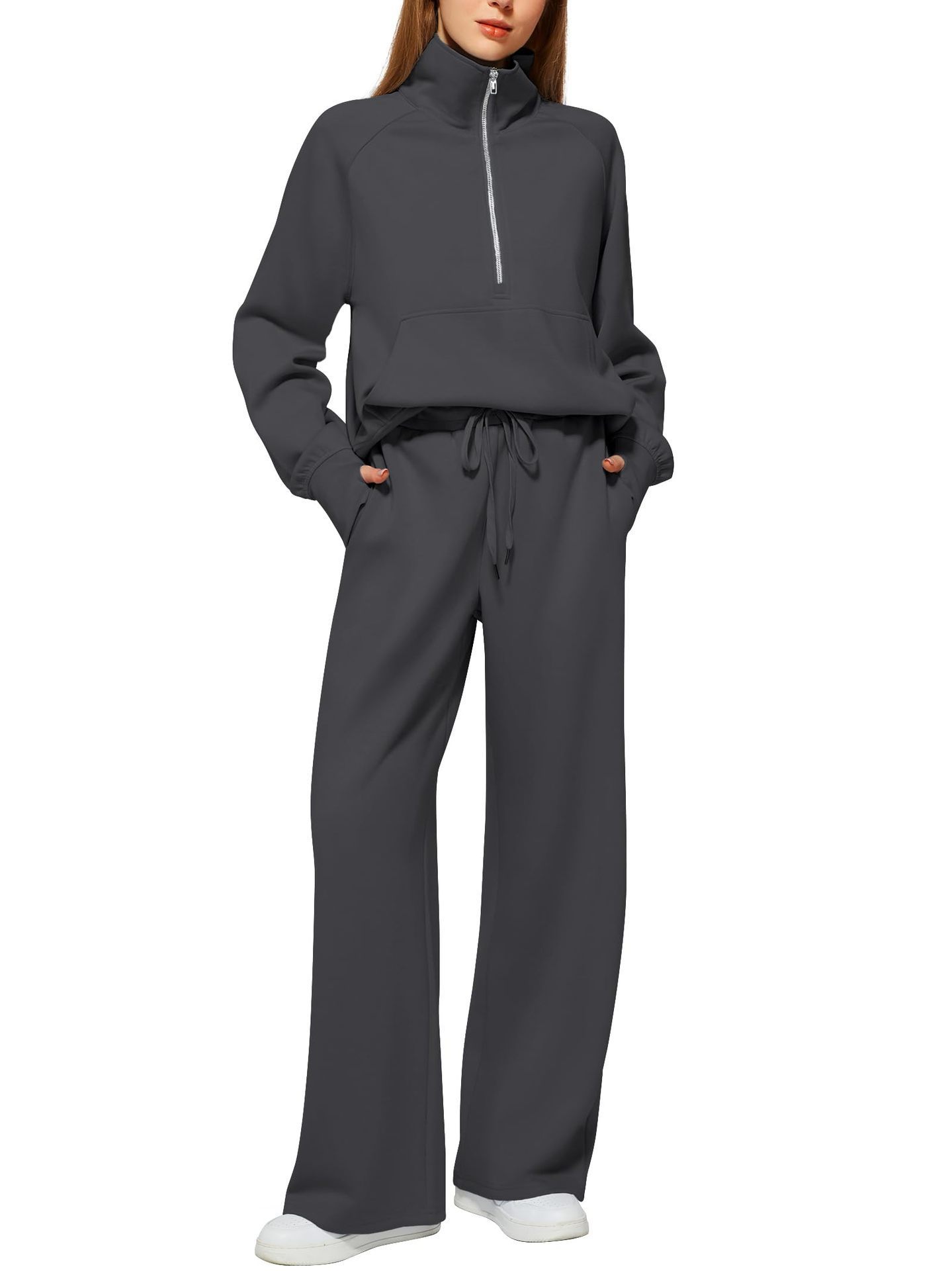 Solid Color Long-sleeved Sweater Trousers Suit Women's Suit - Image 6