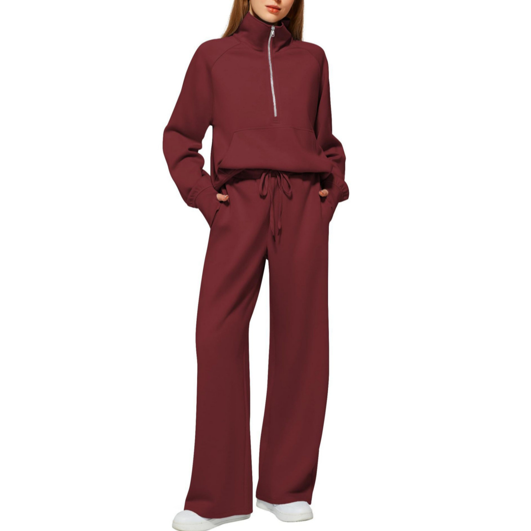 Solid Color Long-sleeved Sweater Trousers Suit Women's Suit - Image 10