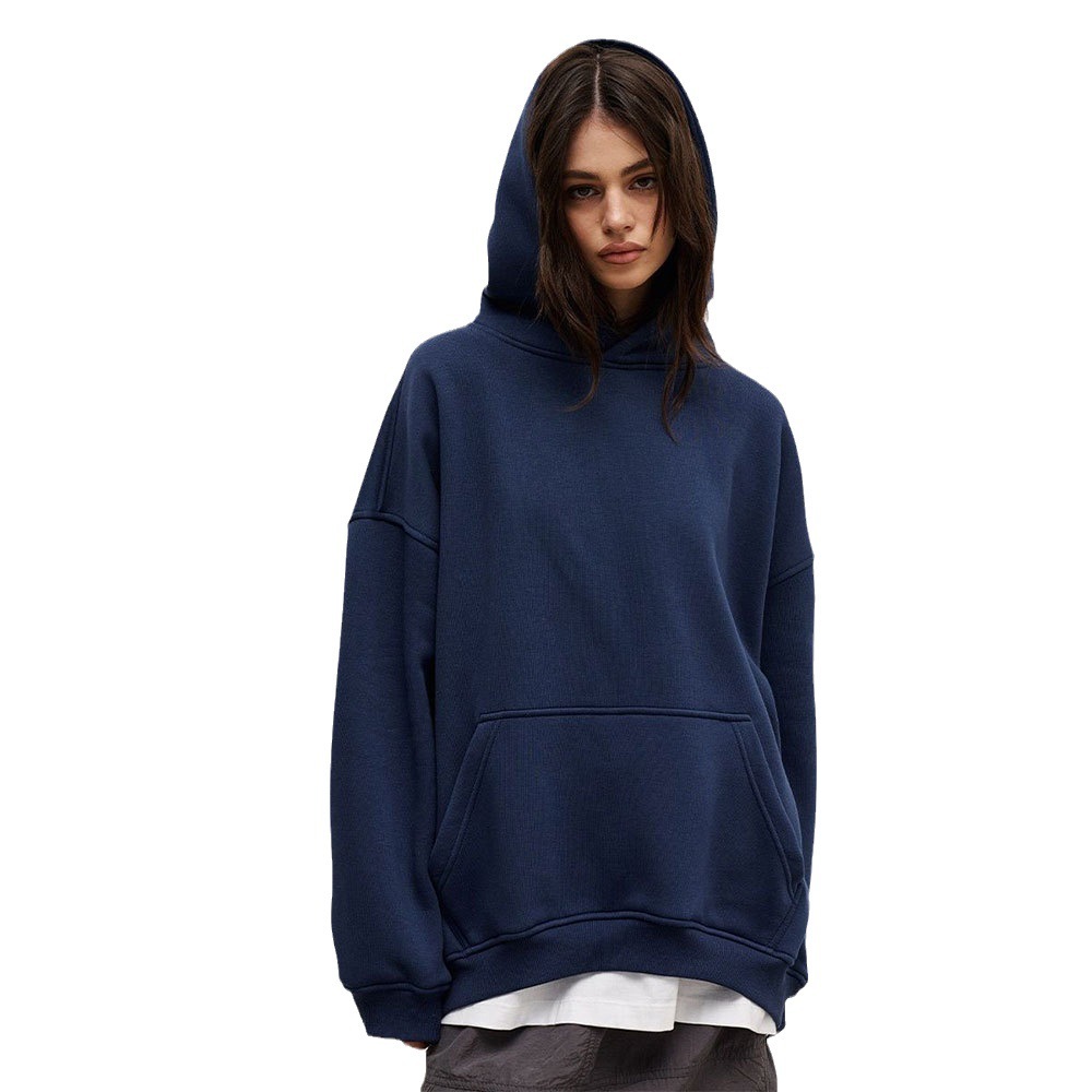 Street Boyfriend Style Polar Fleece Loose Pockets Hooded Sweater - Image 3
