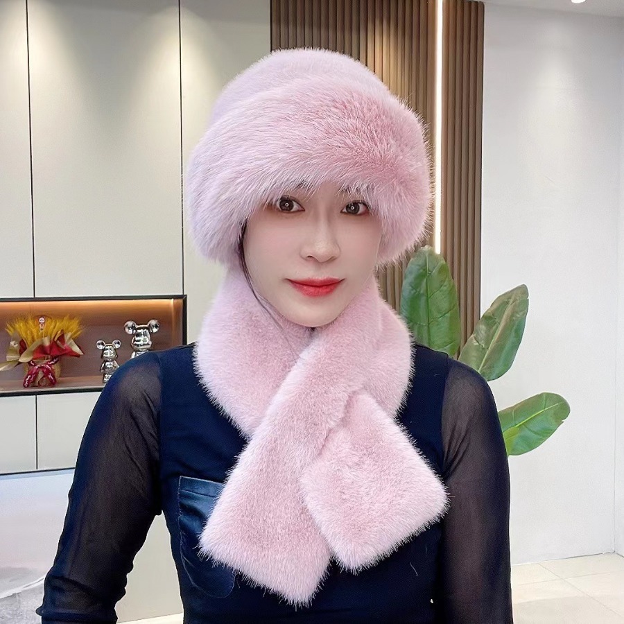 Suit Winter Scarf Mongolian Cap Plush Hat Women's Thickened - Image 7