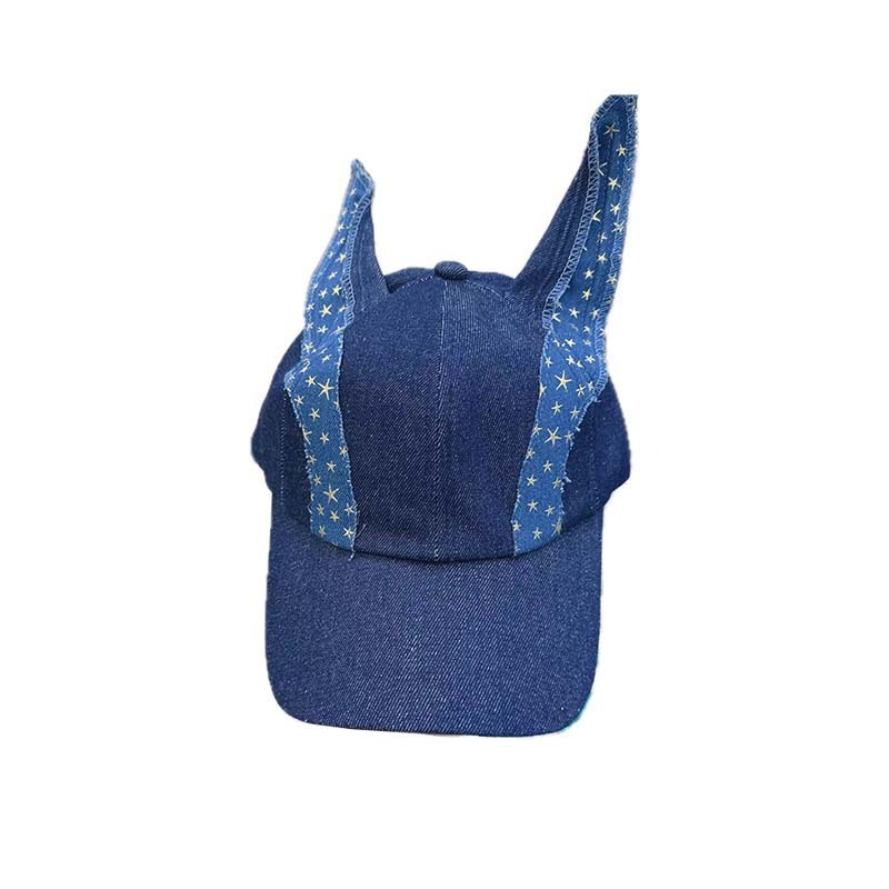 American Retro Denim Patch Ear Baseball Cap Waste Soil Style - Image 3