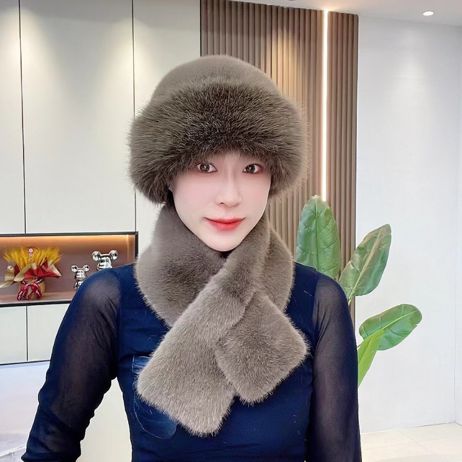 Suit Winter Scarf Mongolian Cap Plush Hat Women's Thickened - Image 6