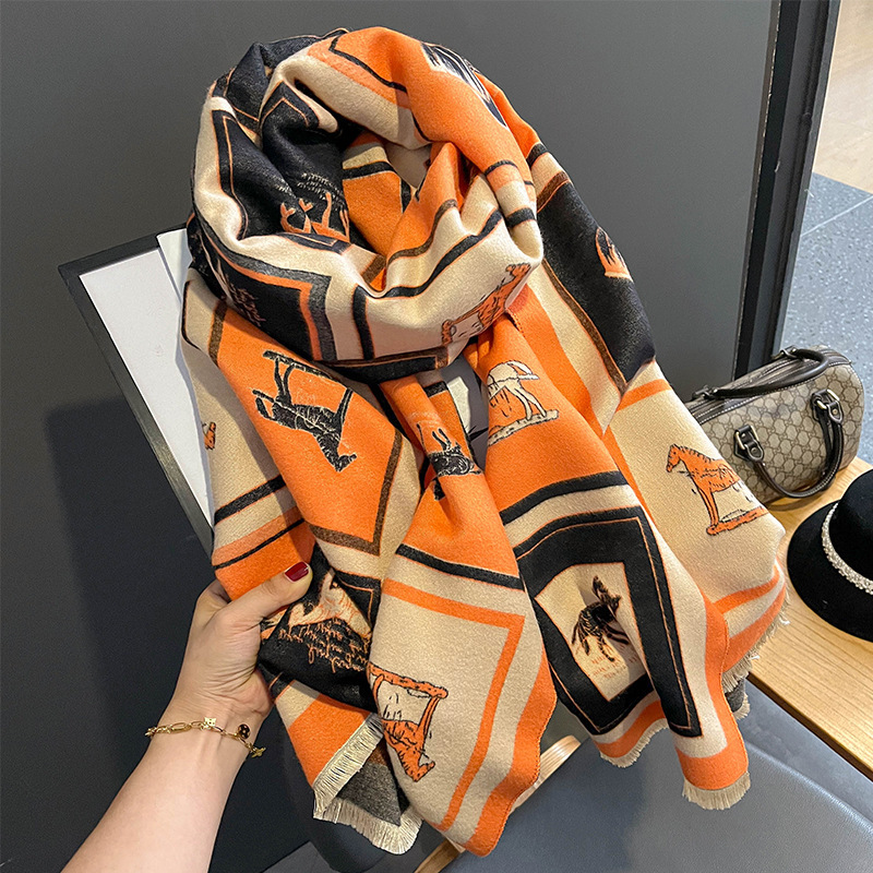 Carriage Artificial Cashmere Scarf Women's Dual-use Air Conditioning Shawl - Image 7