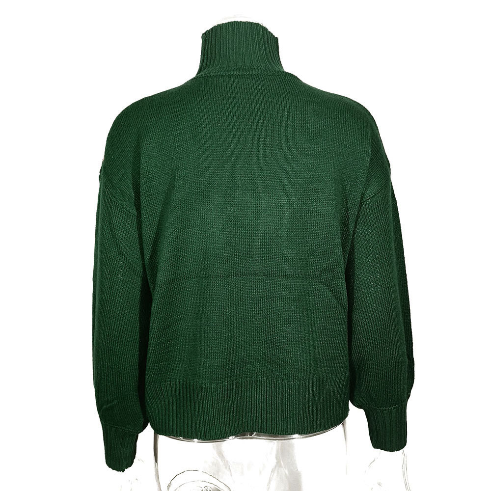 Turtleneck Long Sleeve Loose Retro Women's Sweater - Image 4