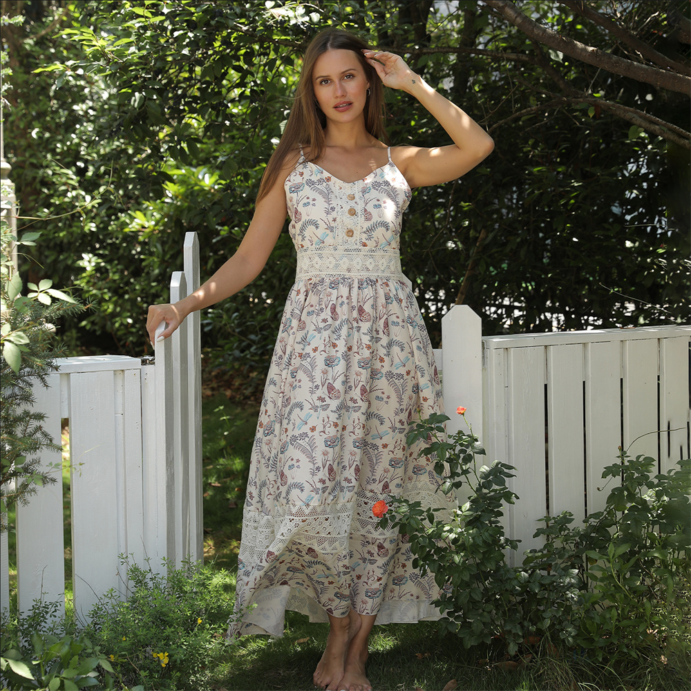 Women's Sleeveless Suspender Floral Dress - Image 6