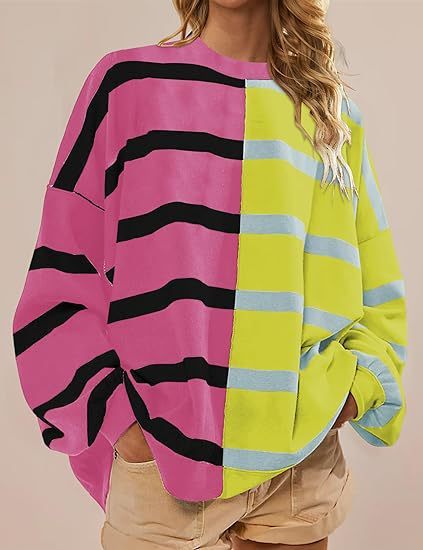 Striped Knitted Long-sleeved Sweater For Women - Image 3