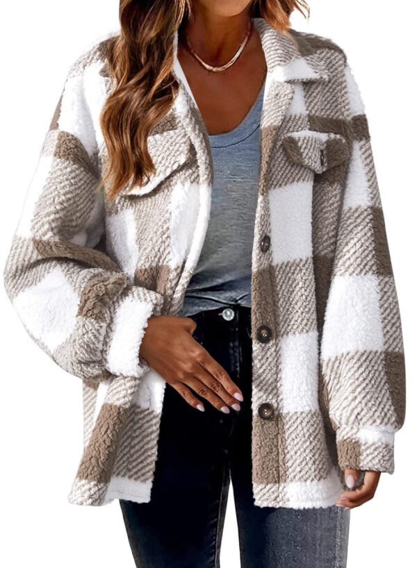 Women's Fashion Jacket Button Plush Coat - Image 2