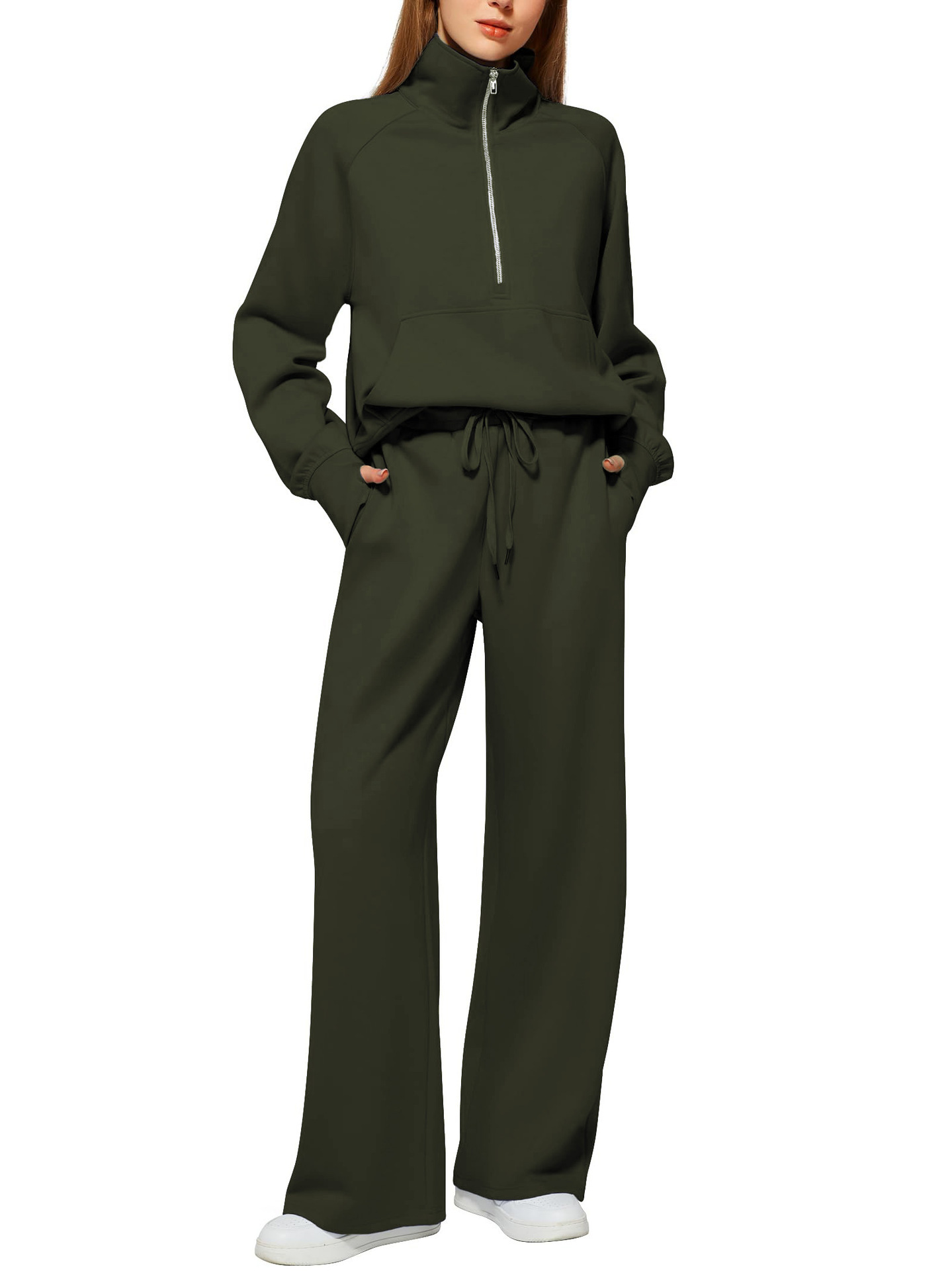 Solid Color Long-sleeved Sweater Trousers Suit Women's Suit - Image 5