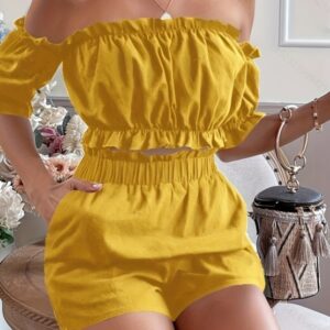 Two Pieces Of Short Sleeve Shorts For Women