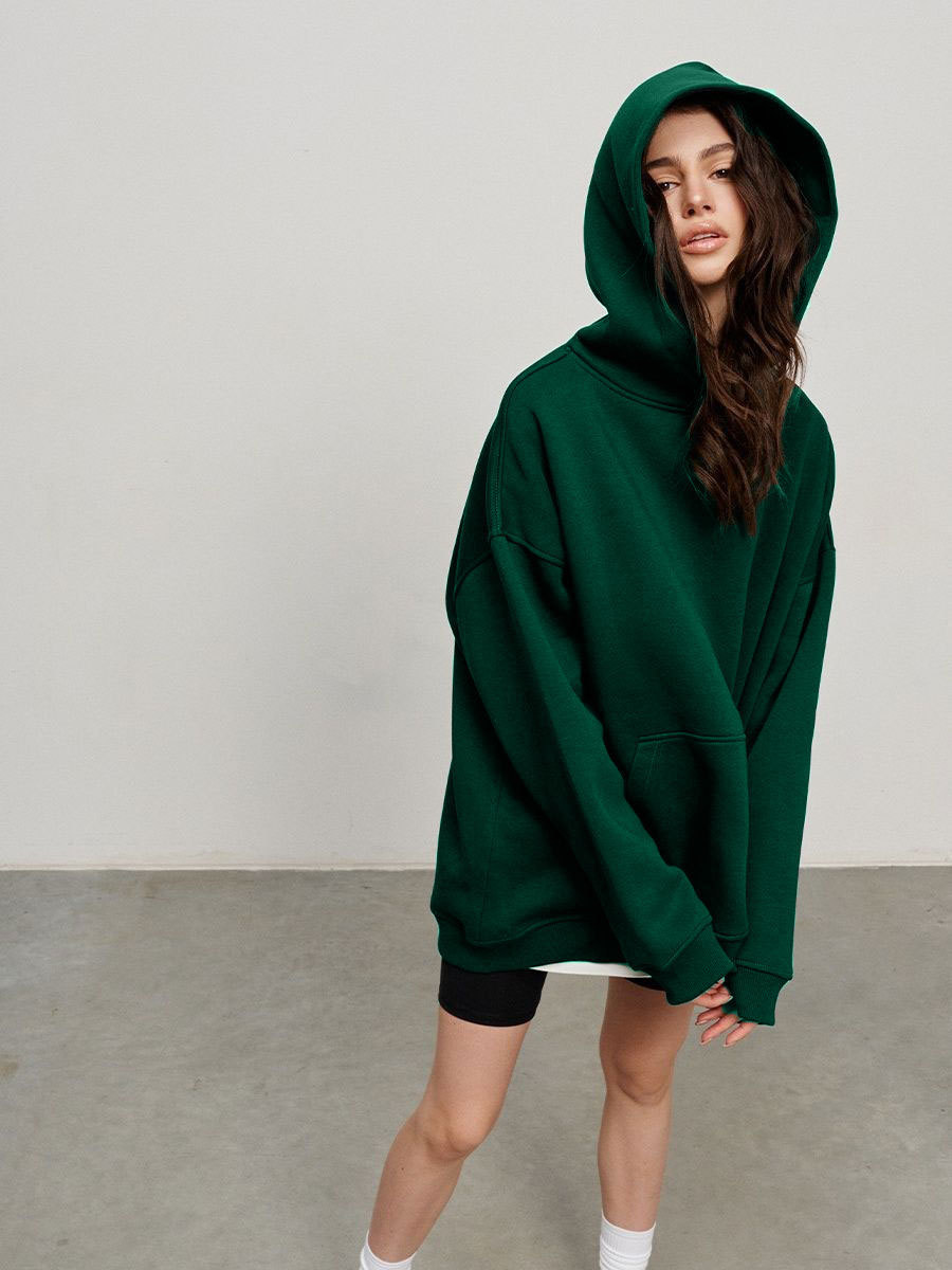 Street Boyfriend Style Polar Fleece Loose Pockets Hooded Sweater - Image 8