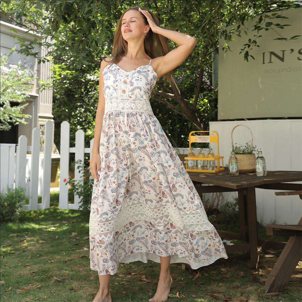 Women's Sleeveless Suspender Floral Dress - Image 7