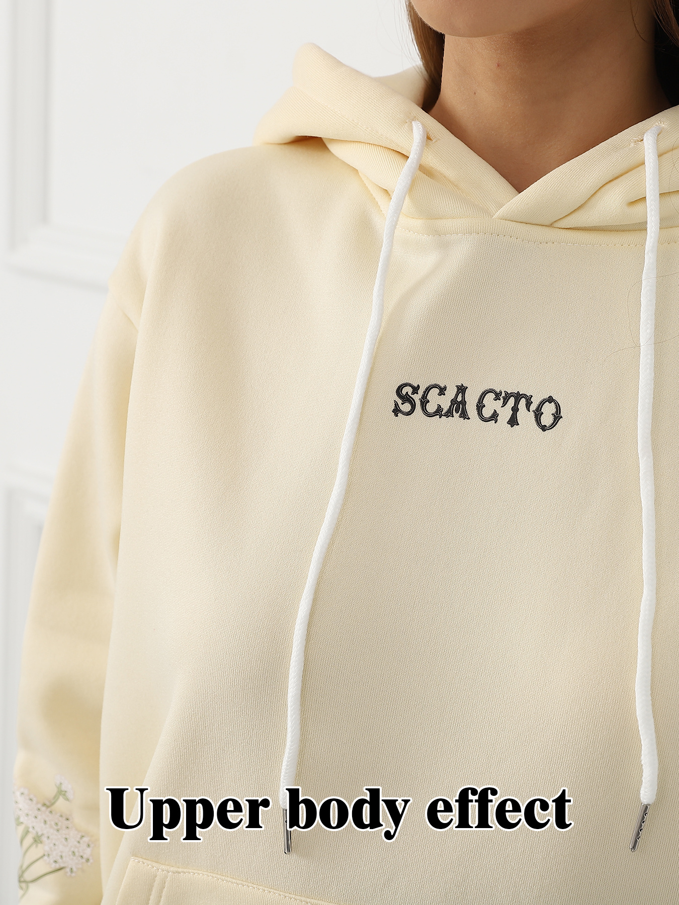 Women's Solid Color Floral Long Sleeved Sweatshirt - Image 4