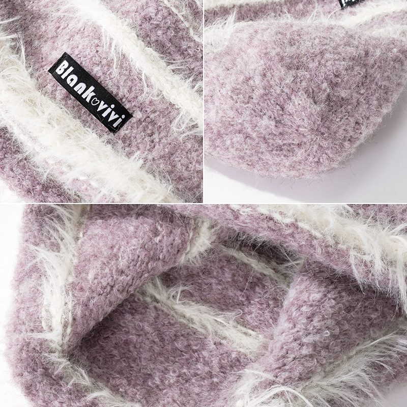 Korean Style Autumn And Winter Plush Knitted Mixed Color Stripe Warm - Image 6
