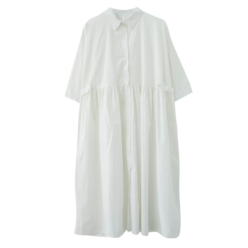 New Solid Color Casual Loose Large Size Short Sleeve Dress Women - Image 6