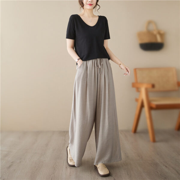New Plus Size Wide Legs Mop Straight Casual Pants - Image 6