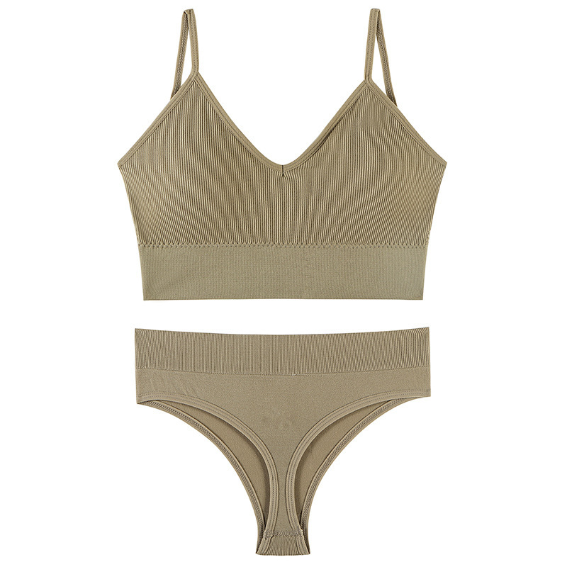 Women's Underwear Small Chest Push-up Thin Wireless Large Size Sports Sling Vest French Triangle Cup Bra Set - Image 6