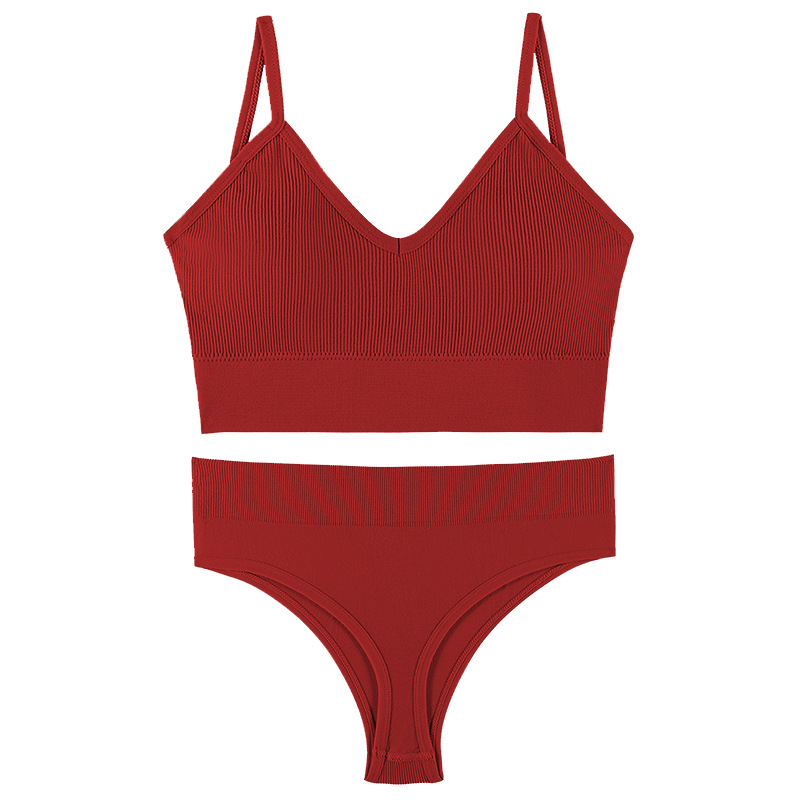 Women's Underwear Small Chest Push-up Thin Wireless Large Size Sports Sling Vest French Triangle Cup Bra Set - Image 10