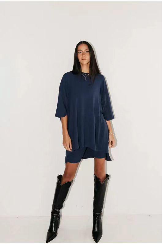 Women's Clothing Fashion Solid Color Loose T-shirt Tight Shorts Women - Image 6