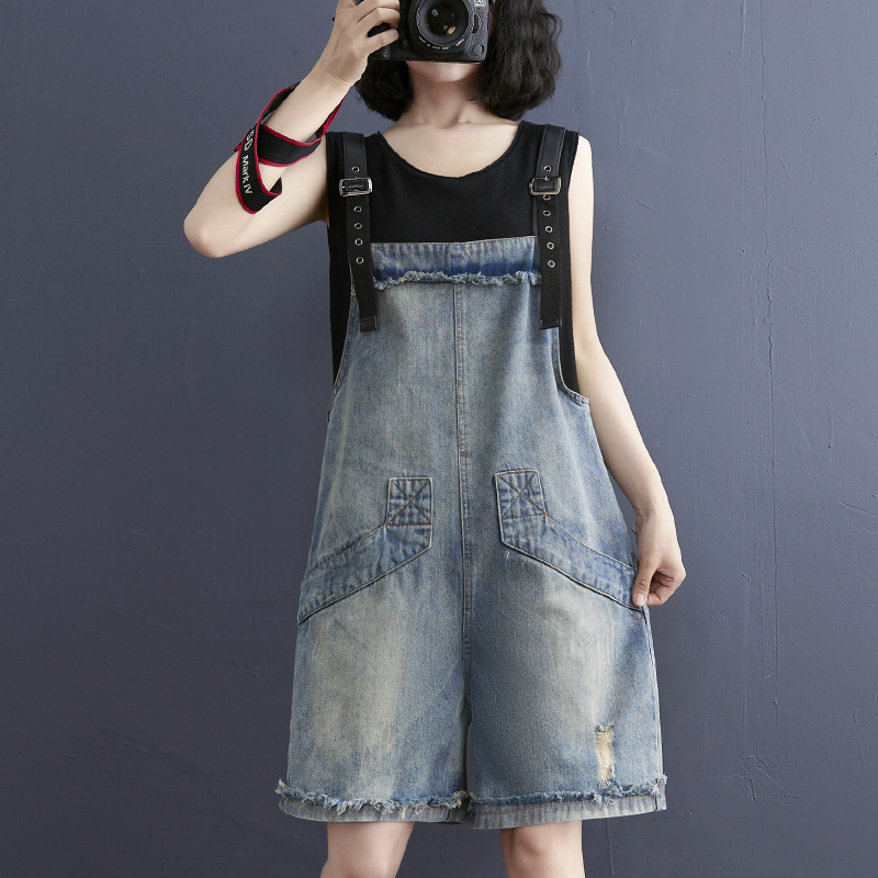 New Literary Large Size Fat Sister Jean Suspenders Female - Image 5