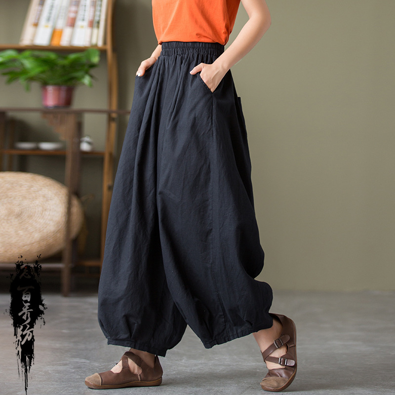 Cotton Linen Women's Sand Washed Linen Bloomers - Image 2