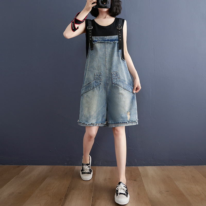 New Literary Large Size Fat Sister Jean Suspenders Female - Image 7