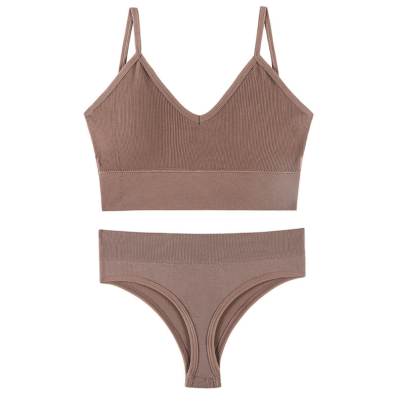 Women's Underwear Small Chest Push-up Thin Wireless Large Size Sports Sling Vest French Triangle Cup Bra Set - Image 3